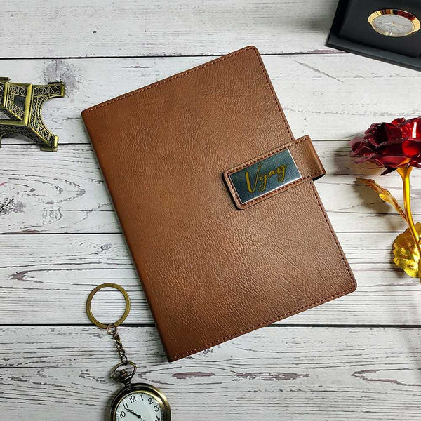 Personalised Leather Diary -Tan - Uncommongifts.in
